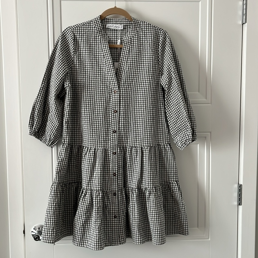 Petal & Pup Classic Gingham Button-Down Dress Size M/L - Picture 8 of 9